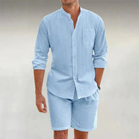 Matteo™ - Entspanntes Sommer-Leinenset in Himmelblau