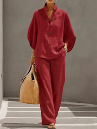 Melisande | Damen Entspannter Loungewear Set in Rot