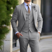 Herren Anzug 3 Teilig Schlank Geschäft Hochzeit Set in Grau