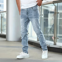 Herren Jeans Taschen Stilvoll Praktisch Jeden Tag in Hellblau