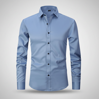 Herren Langarmshirt Langarm Hemd Freizeit Casual Oberteil in Blau