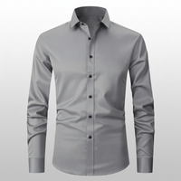Herren Langarmshirt Langarm Hemd Freizeit Casual Oberteil in Grau
