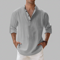 Herren Sommerhemd Lockeres Kurzarm Shirt Freizeit in Grau