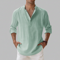 Herren Sommerhemd Lockeres Kurzarm Shirt Freizeit in Grün