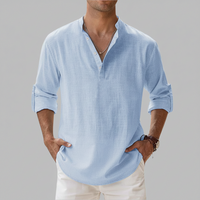 Herren Sommerhemd Lockeres Kurzarm Shirt Freizeit in Hellblau