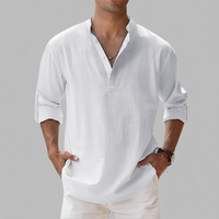 Herren Sommerhemd Lockeres Kurzarm Shirt Freizeit in Weiß