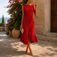 Mirela | Weites Midikleid für Hochzeiten in Marineblau