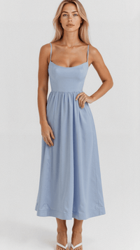 Tanja | Damen Klassisches A-Linien Kleid Mit Spaghettiträgern in Hell Blau