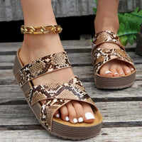 Martine - Damen Orthopädische Ledersandalen mit Riemen in Schlangenmuster