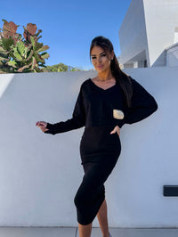 Hailey | Luxes Bequemes Sweatshirt und Kleid Set in Schwarz
