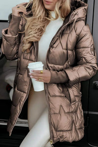 Nolwen | Stylischer Wintermantel mit Kapuze und Wattierung in Braun