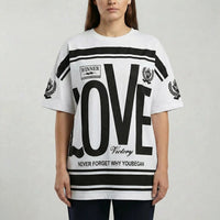 Oversized T-Shirt mit Grafik-Print für Damen in Weiß