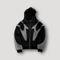 Peter | Herren Trendiger Flammen Zip Hoodie in Schwarz
