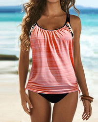Augustus - Unifarbener Tankini mit Leopardenmuster in Rosa