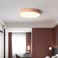 Runde Holz Deckenleuchte Hell LED Deckenlampe Wohnzimmer in Rosa