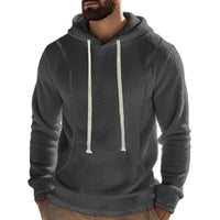 Men's Casual Outdoor Polar Fleece Long Sleeve Pullover Hoodie in Grau