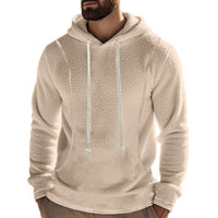 Men's Casual Outdoor Polar Fleece Long Sleeve Pullover Hoodie in Aprikose