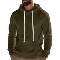 Men's Casual Outdoor Polar Fleece Long Sleeve Pullover Hoodie in Armeegrün