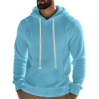 Men's Casual Outdoor Polar Fleece Long Sleeve Pullover Hoodie in Blau