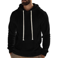 Men's Casual Outdoor Polar Fleece Long Sleeve Pullover Hoodie in Schwarz