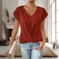 Aubry | Damen Herzausschnitt Kurzarm T-Shirt – T-Shirt Herzausschnitt Sommer 2026 in Rot