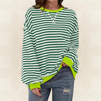 Juliana | Streifenloser Lässiger Pullover in Grün