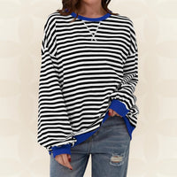 Juliana | Streifenloser Lässiger Pullover in Schwarz