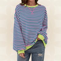 Juliana | Streifenloser Lässiger Pullover in Rosa