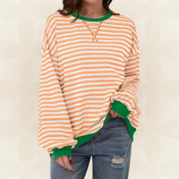 Juliana | Streifenloser Lässiger Pullover in Orange
