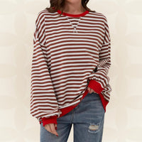 Juliana | Streifenloser Lässiger Pullover in Rot