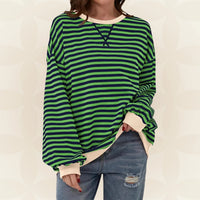 Juliana | Streifenloser Lässiger Pullover in Dunkelgrün