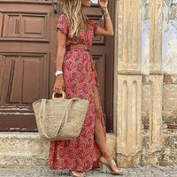 Elina | Boho Maxikleid mit elegantem Look in Rot