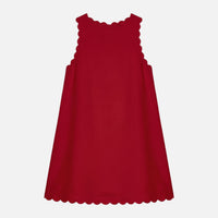 Petra | Damen Ärmelloses Baumwoll-Minikleid Wellensaum – Mini Kleid Sommer in Rot