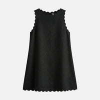 Petra | Damen Ärmelloses Baumwoll-Minikleid Wellensaum – Mini Kleid Sommer in Schwarz