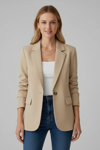 Rosemarie | Damen Taillierter Einreihiger Blazer in Beige