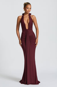 Graces - Drapiertes Jersey-Maxikleid in Maroon