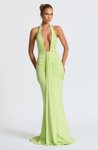 Graces - Drapiertes Jersey-Maxikleid in Grün