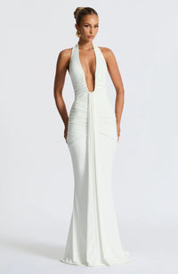 Graces - Drapiertes Jersey-Maxikleid in Weiß