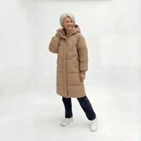 Sandra | Damen Klassische Lange Kapuze Daunenjacke in Beige