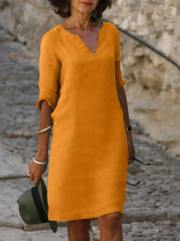 Julia | Damen Casual Bauchbedeckung Midikleid in Orange
