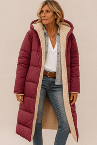 Sophie | Damen Mantel weich luxuriös & wendbar in Weinrot