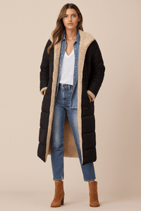 Sophie | Damen Mantel weich luxuriös & wendbar in Schwarz