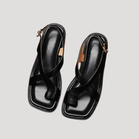 Saskia | Damen Quadratzehenform Blockabsatz Sandale in Schwarz