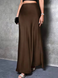 Satinrock mit hoher Taille in Kaffee