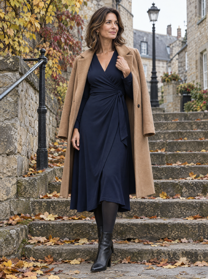 Wickelkleid in Navy