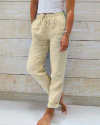 Beatrice | Hose mit elastischem Bund und weitem Bein in Khaki