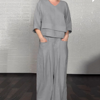 Noa | Weites minimalistisches Zweiteiler-Set in Grau