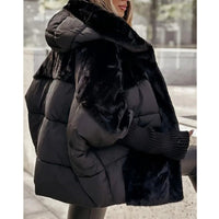 Yohan - Patchwork-Puffer mit Kapuze für Dame in Schwarz