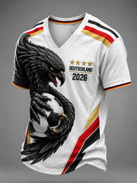 Herren-T-Shirt mit V-Ausschnitt und Fußballmotiv für deutsche Fans in als bild