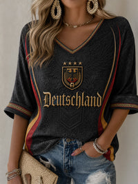 Damen-Deutschland-Fußballfan-Print-Lässiges T-Shirt in als bild